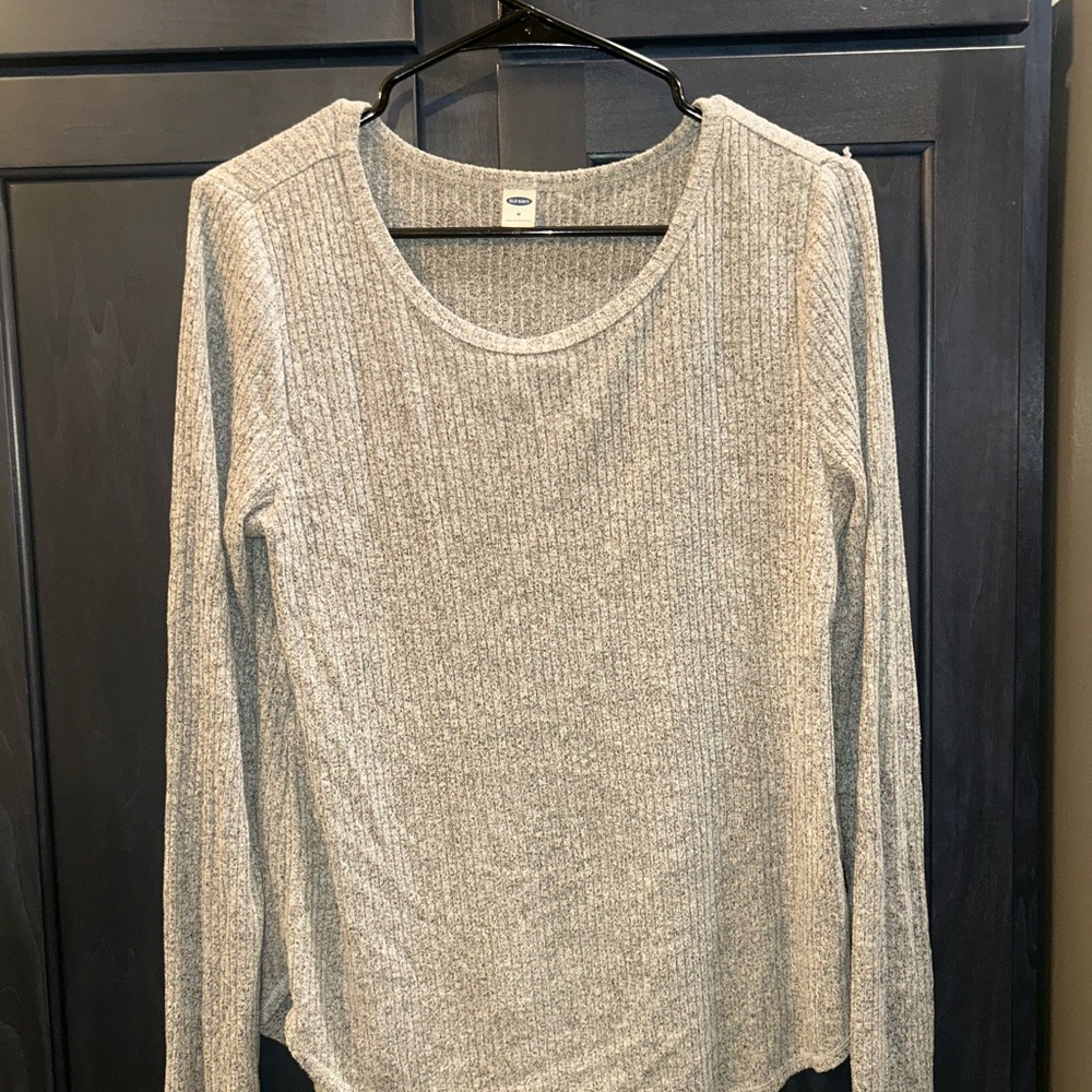 Old Navy Heather Gray Ribbed Long Sleeve Tee